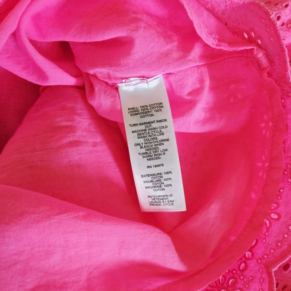 Vineyard Vines Allamanda Pink Wave Floral Eyelet Dress Size 12 - Picture 11 of 11